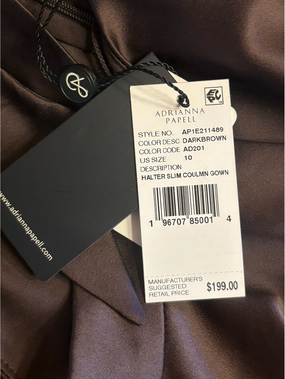 Adrianna Papell Brown High-Neck Ruffle Gown - Picture 10 of 10